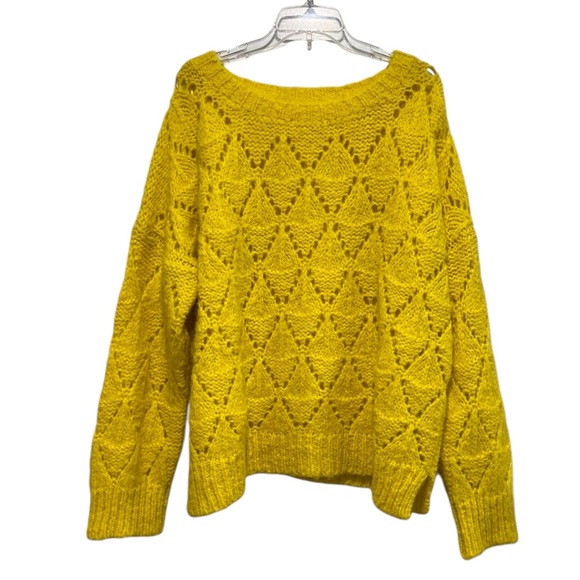 Anthropologie Sleeping On Snow Bright Lights Yellow Alpaca Blend Pull On Sweater - Picture 5 of 13